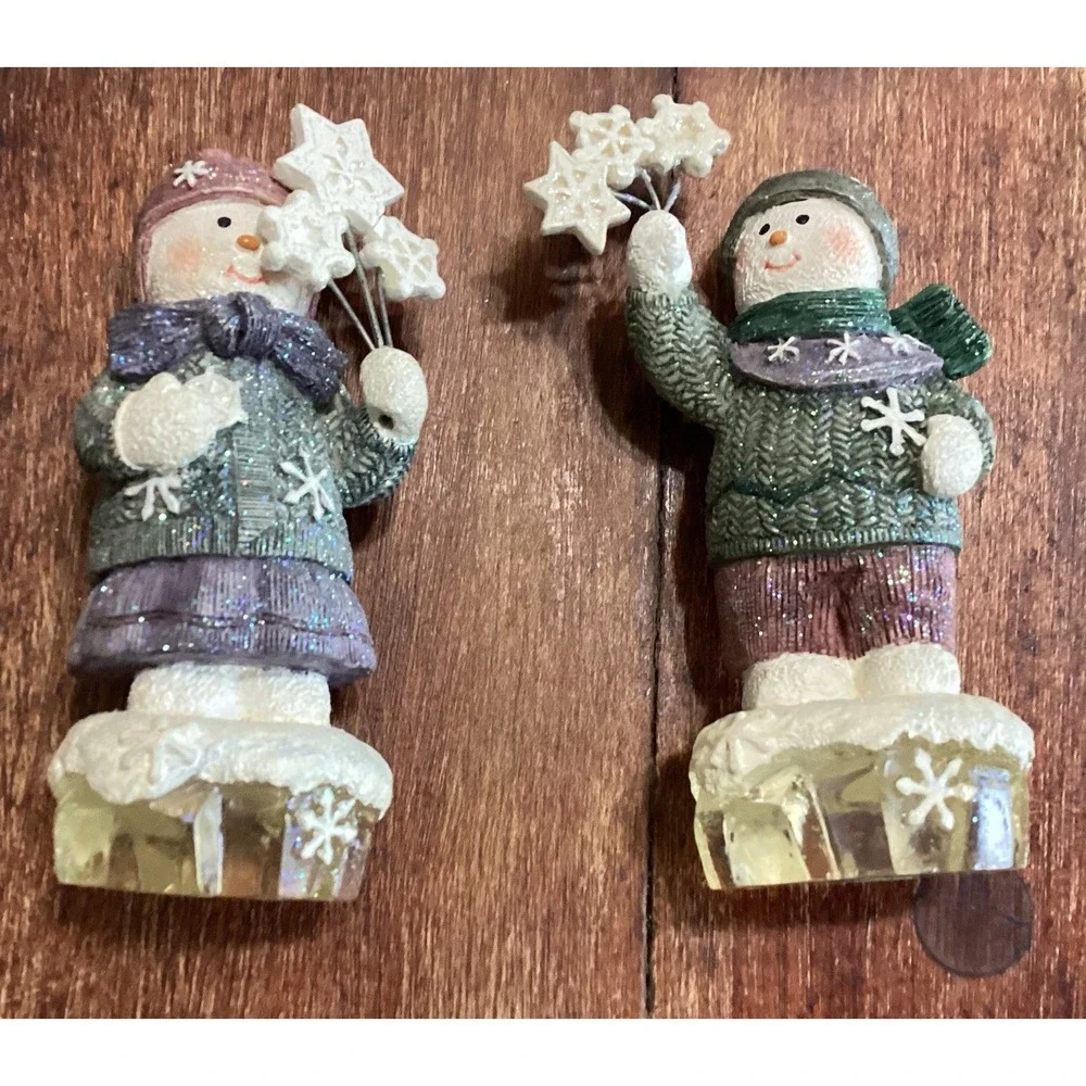 Snow Kid Figurines Resin Star‎ Wand Ice Base Glitter